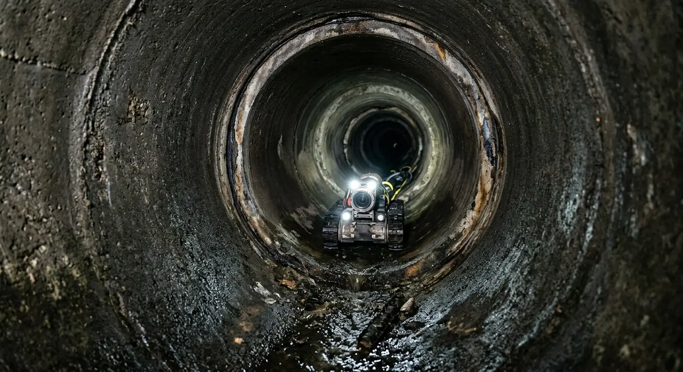 Robotic sewer camera inspecting pipe interior for Sewer Line Cleaning in Aloha